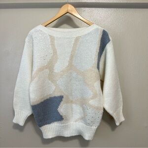 Jade Vintage Sequin Sweater Cream White Large